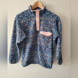 Patagonia Girls' Lightweight Synchilla Snap-T Pullover, Girls XL 14, Blue